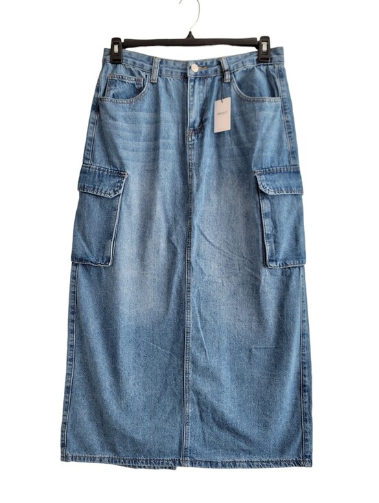 Forever 21 Dresses & Skirts - NEW Forever 21 Denim Cargo Maxi Skirt Large Medium Wash Y2K